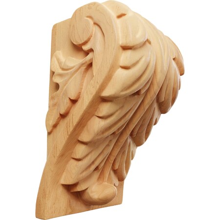 Ekena Millwork 3 3/4"W x 3 1/4"D x 6"H Large Acanthus Leaf Block Corbel, Red Oak CORW04X03X06BARO